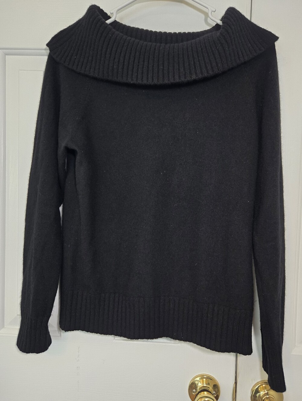 Jones New York Black Foldover Cowl Neck Sweater Cashmere Size M